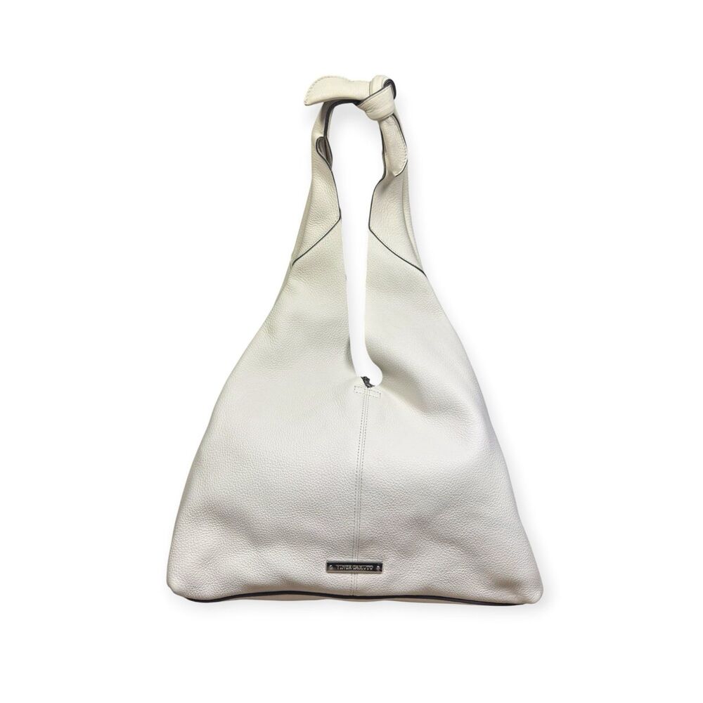 Vince Camuto Flinn Leather Hobo Bag Natural Cream Shoulder Bag VTG Minimalist